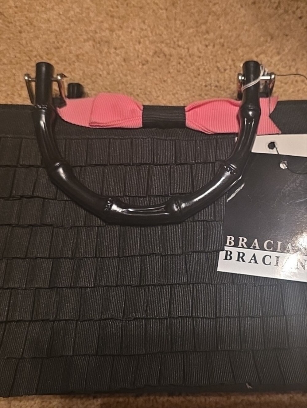 Vintage BRACIANO Black Ruffled Handbag